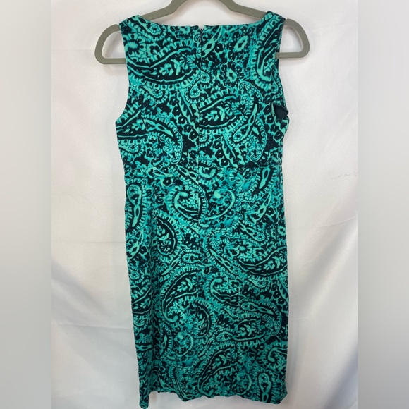 Chic sheath dress in turquoise with a v neck by Jones New York. Mostly cotton! - Picture 2 of 5